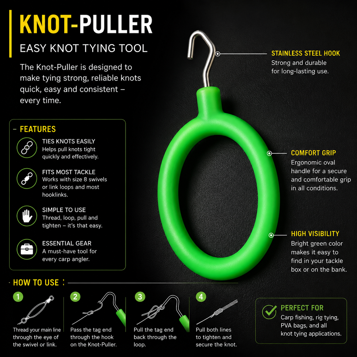 Carp Craze Rig Knot Puller Twin Pack Hooklink Knot Tester Tool